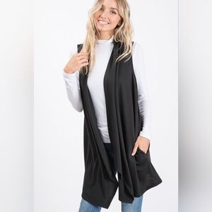 Charcoal Sleeveless Open Front Vest